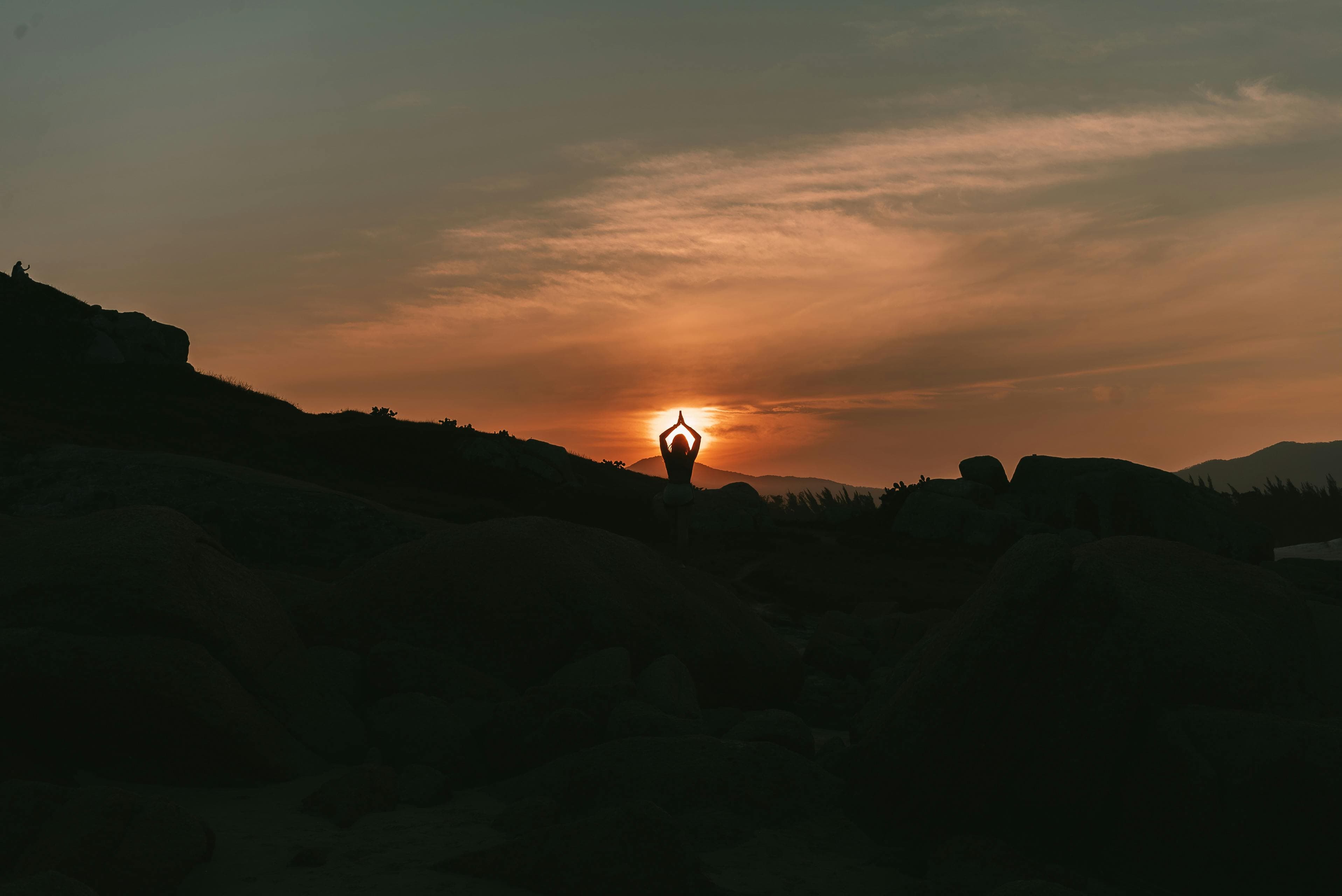 Yoga practice at sunrise