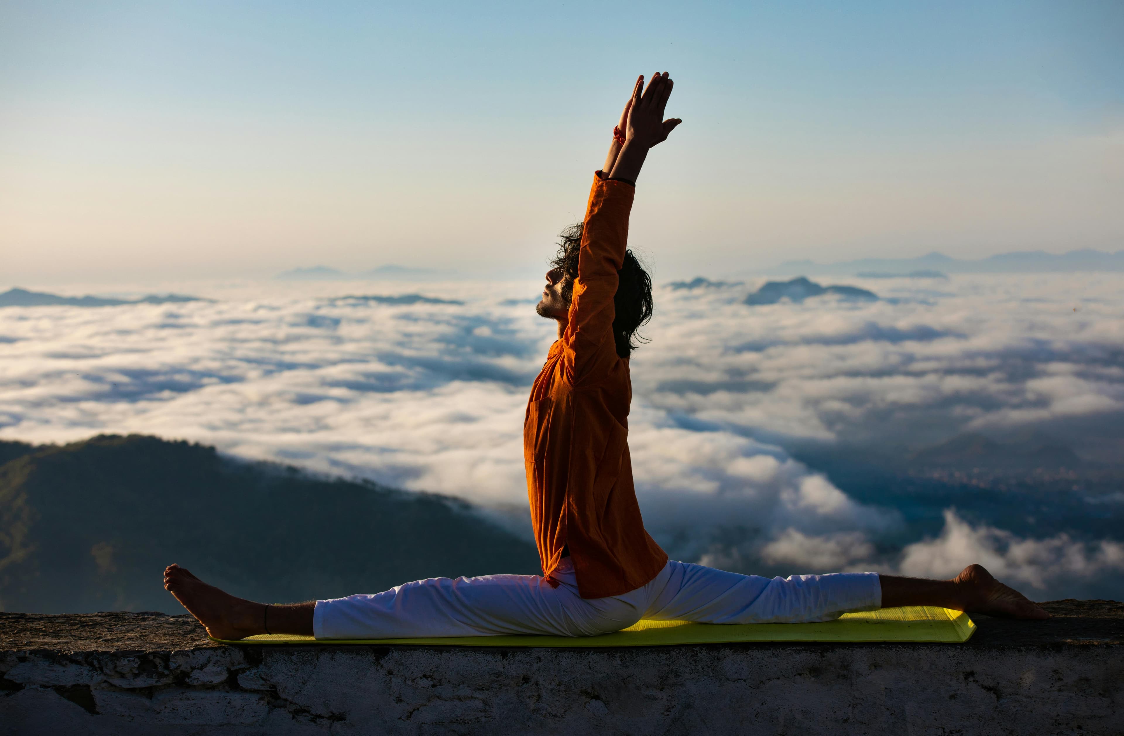 Peaceful yoga retreat setting
